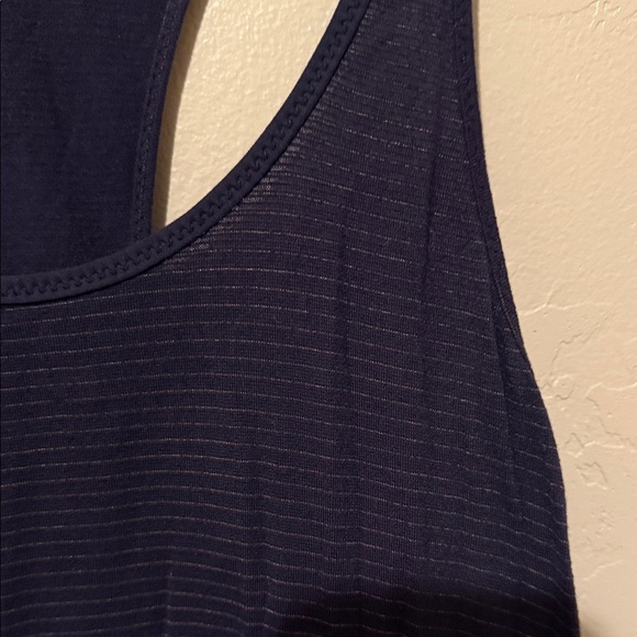 lululemon athletica Navy Pin-Striped Racerback Tank Top 4 - Picture 2 of 5